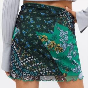 Urban Outfitters Green Floral Mini Skirt